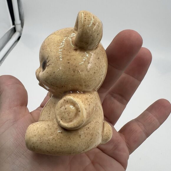 Rare Vintage Macrame Ceramic Bead Baby Bear Brown Figurine Stuffy Lovie - Picture 2 of 7